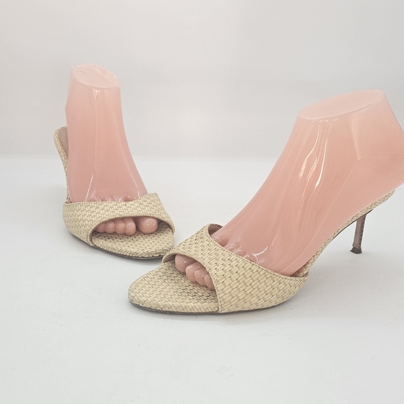 Veronica Beard Tia Slide Sandals Women's 8 Natural Preowned - Picture 12 of 14